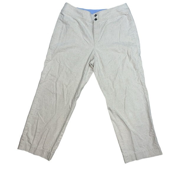 Liz Claiborne Audra Slacks Beach Resort Wear Linen Beige Cream Pants - Picture 1 of 6